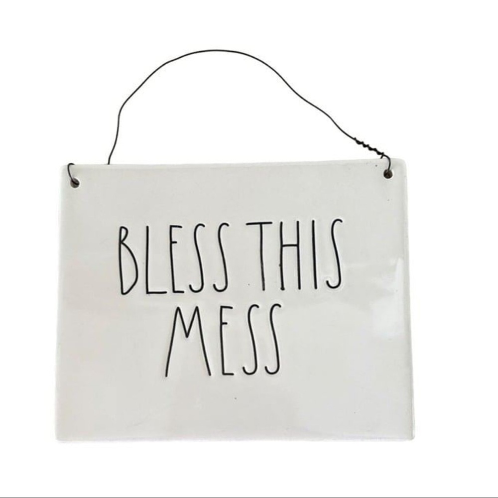 Rae Dunn Bless This Mess Plaque Ceramic